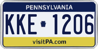PA license plate KKE1206