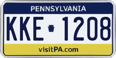 PA license plate KKE1208
