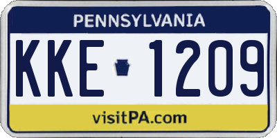 PA license plate KKE1209