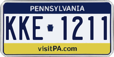 PA license plate KKE1211