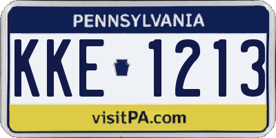 PA license plate KKE1213