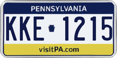 PA license plate KKE1215