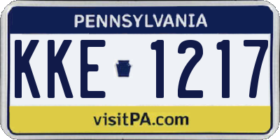 PA license plate KKE1217