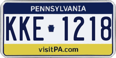 PA license plate KKE1218
