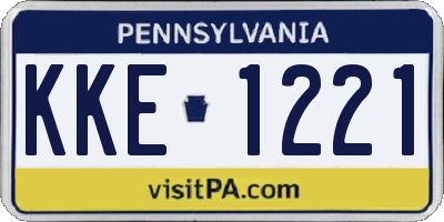 PA license plate KKE1221