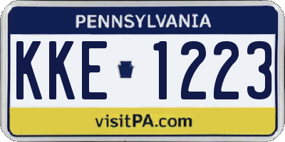 PA license plate KKE1223