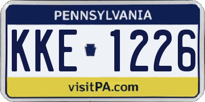 PA license plate KKE1226