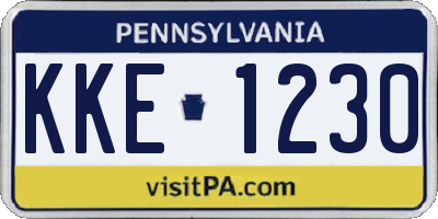 PA license plate KKE1230