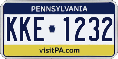 PA license plate KKE1232