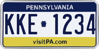 PA license plate KKE1234