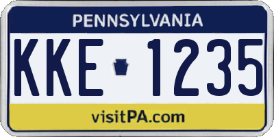PA license plate KKE1235