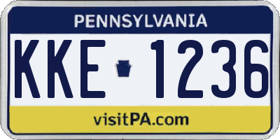 PA license plate KKE1236