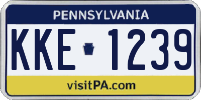 PA license plate KKE1239