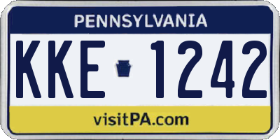PA license plate KKE1242
