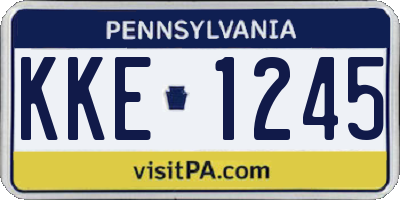PA license plate KKE1245