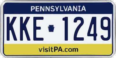 PA license plate KKE1249