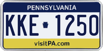 PA license plate KKE1250