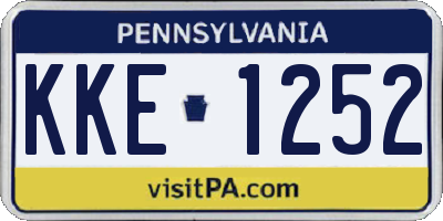 PA license plate KKE1252