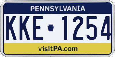 PA license plate KKE1254