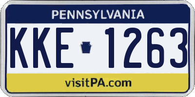 PA license plate KKE1263