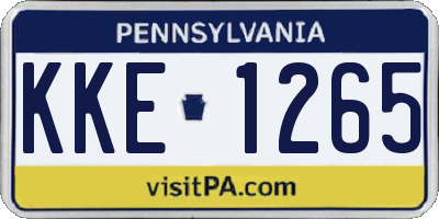 PA license plate KKE1265