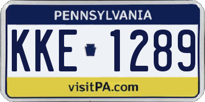 PA license plate KKE1289