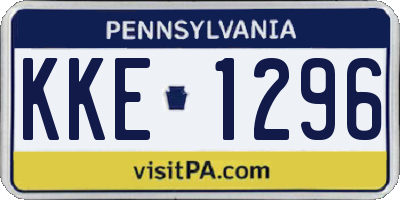 PA license plate KKE1296