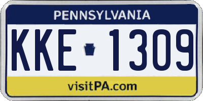 PA license plate KKE1309