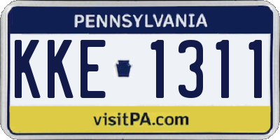 PA license plate KKE1311
