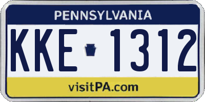 PA license plate KKE1312