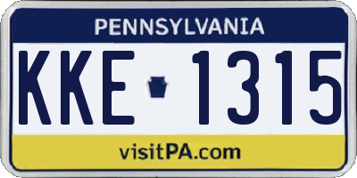 PA license plate KKE1315