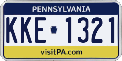 PA license plate KKE1321