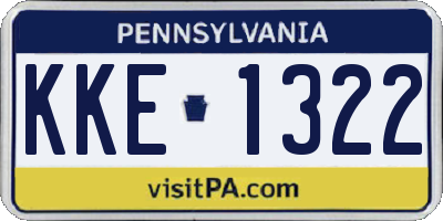 PA license plate KKE1322