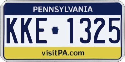 PA license plate KKE1325