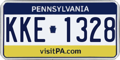 PA license plate KKE1328
