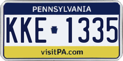 PA license plate KKE1335