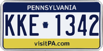 PA license plate KKE1342