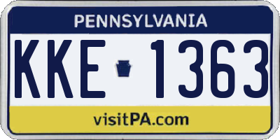 PA license plate KKE1363