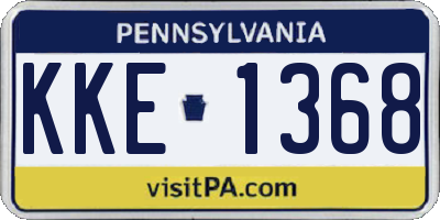 PA license plate KKE1368
