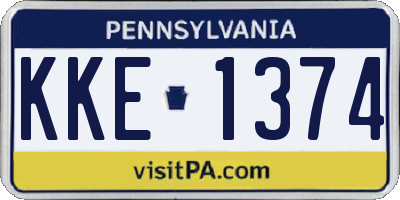 PA license plate KKE1374