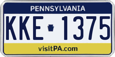 PA license plate KKE1375