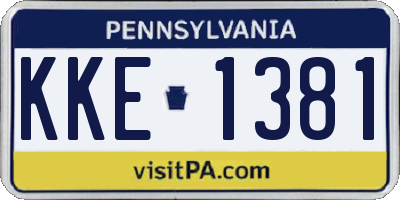 PA license plate KKE1381