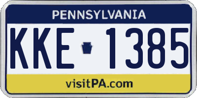 PA license plate KKE1385