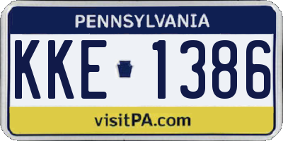 PA license plate KKE1386