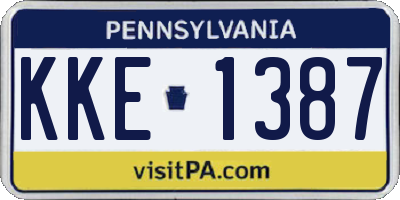 PA license plate KKE1387