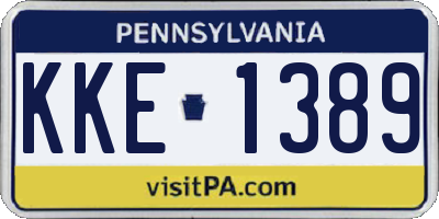 PA license plate KKE1389