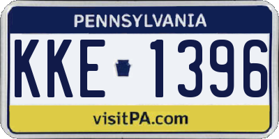PA license plate KKE1396