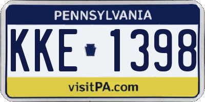 PA license plate KKE1398