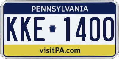 PA license plate KKE1400