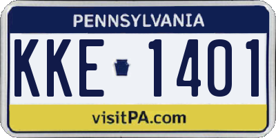PA license plate KKE1401